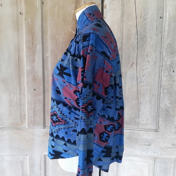 Vintage Blue Aztec Rodeo Shirt - Picture 5 of 7